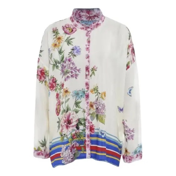 Johnny Was Wilton Silk Button Down Blouse Women’s size Medium - Picture 2 of 9